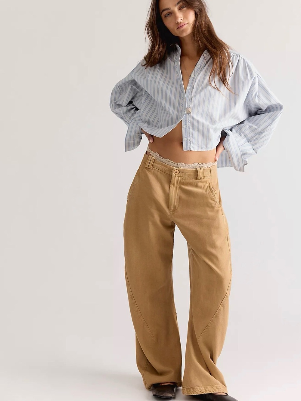 Free People spotlight washed barrel chino trousers